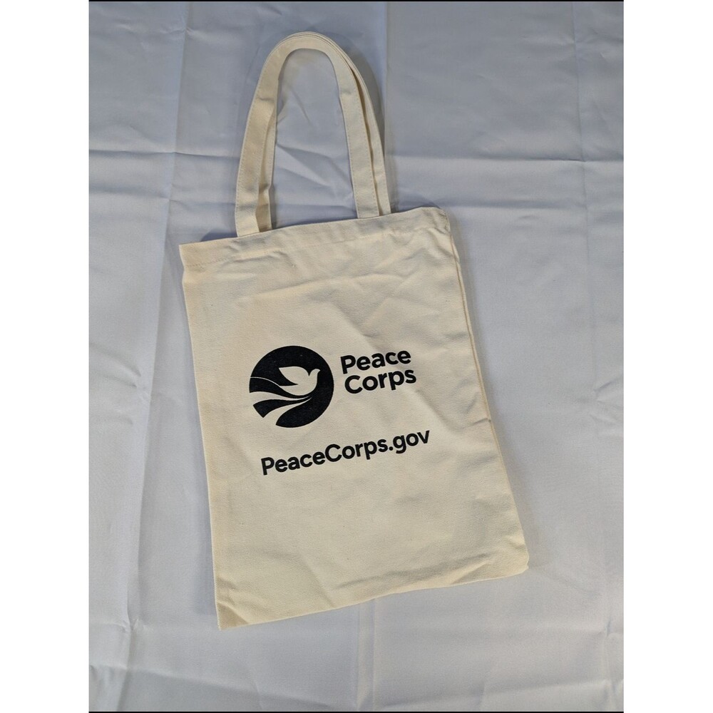 Peace Corps Canvas Tote Bag Natural Cream Logo Reusable